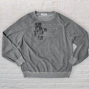 CALVIN KLEIN Skull Quote Evening Shadow With Thee I Go 100% Cotton Gray Sweater
